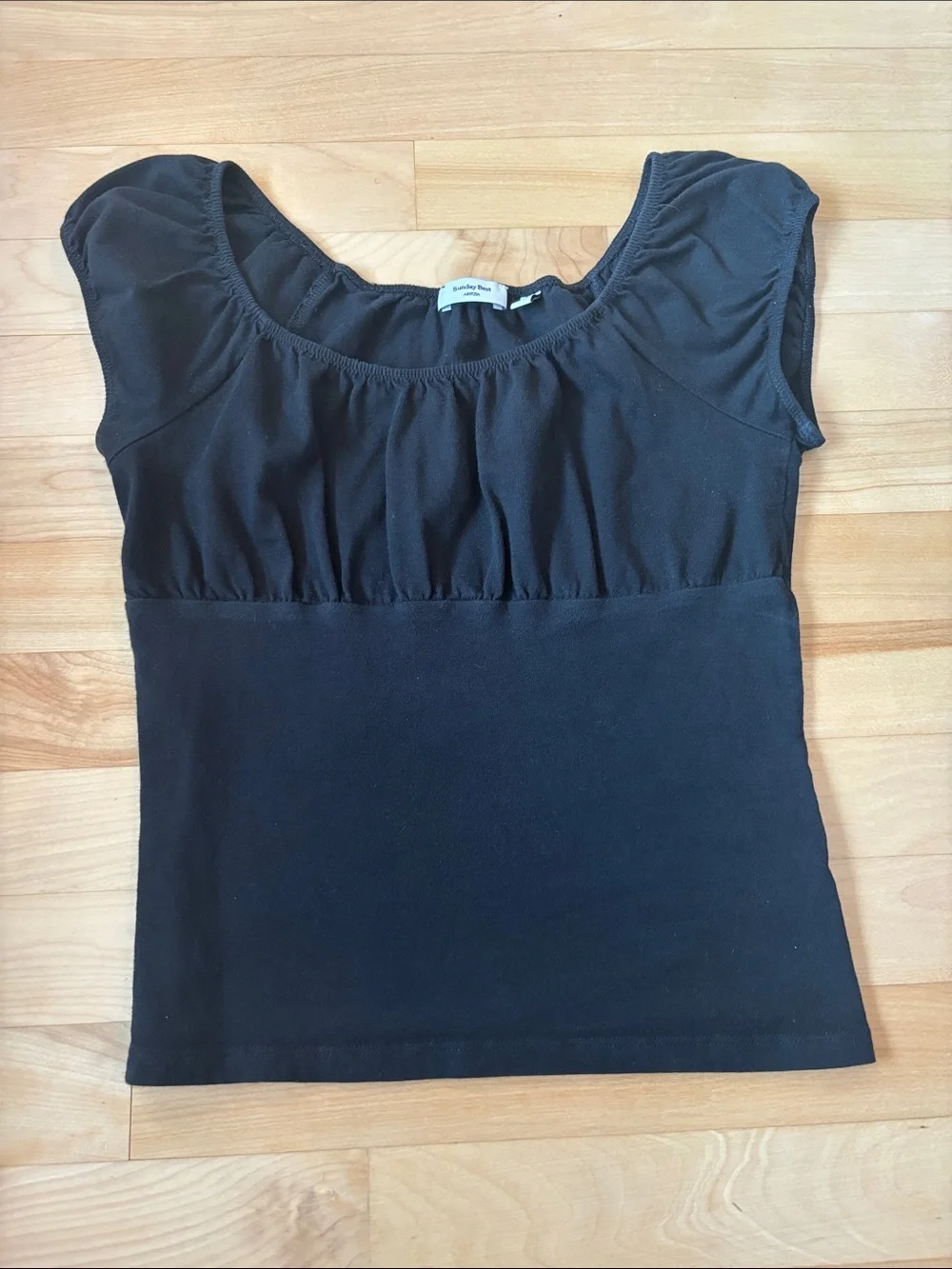 Aritzia Sunday Best Black Scoop Neck Cap Sleeve Tank Size XS - Picture 2 of 4